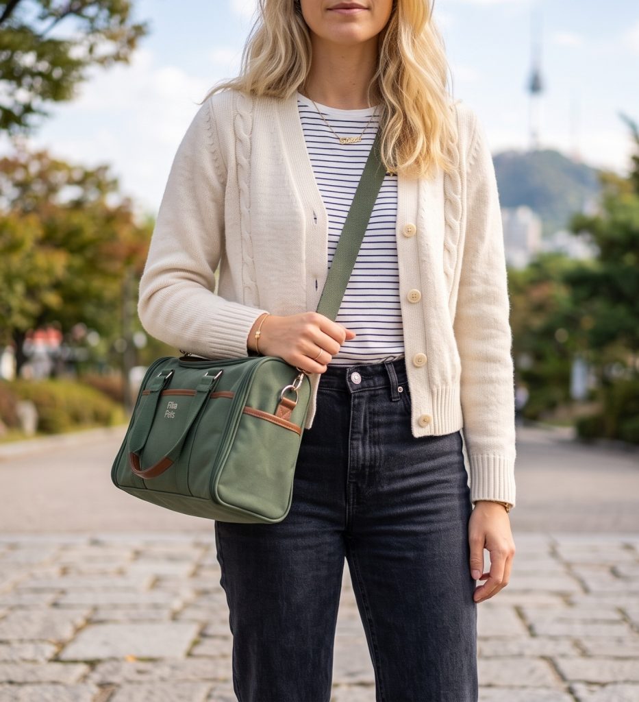 Cozy Nordic Knit Cardigan & Striped Tee Set