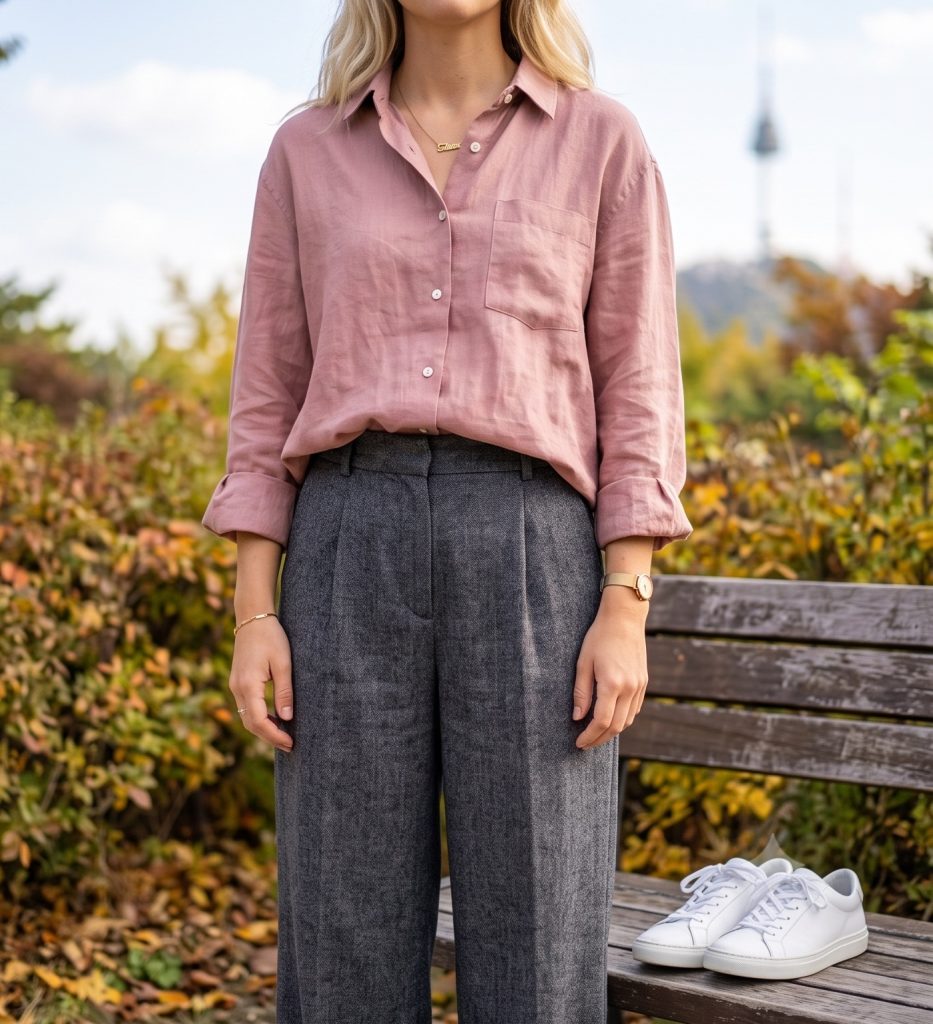 Cozy Nordic Knit Cardigan & Striped Tee Set